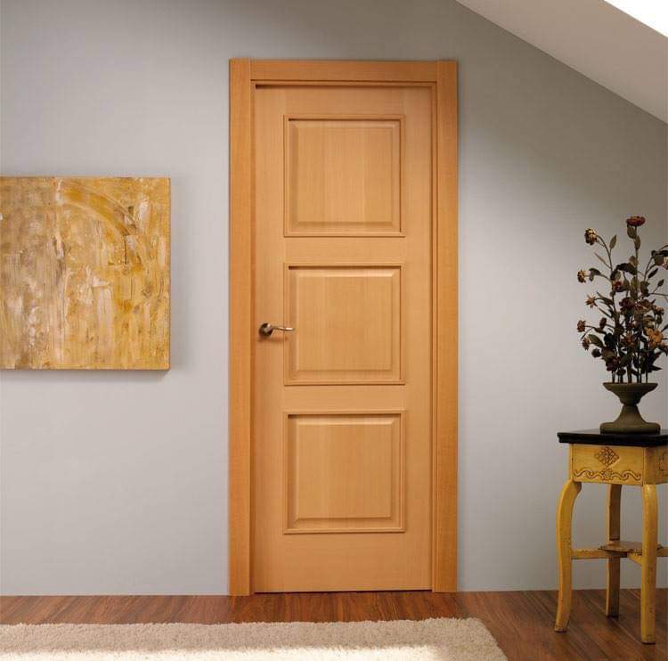 Light oak three-panel interior door